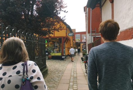 matt and mom walking in køge