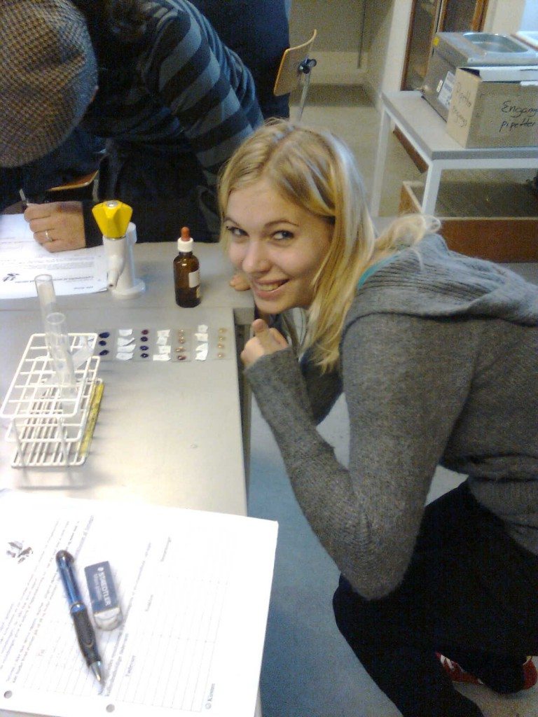 Louise at chemistry class