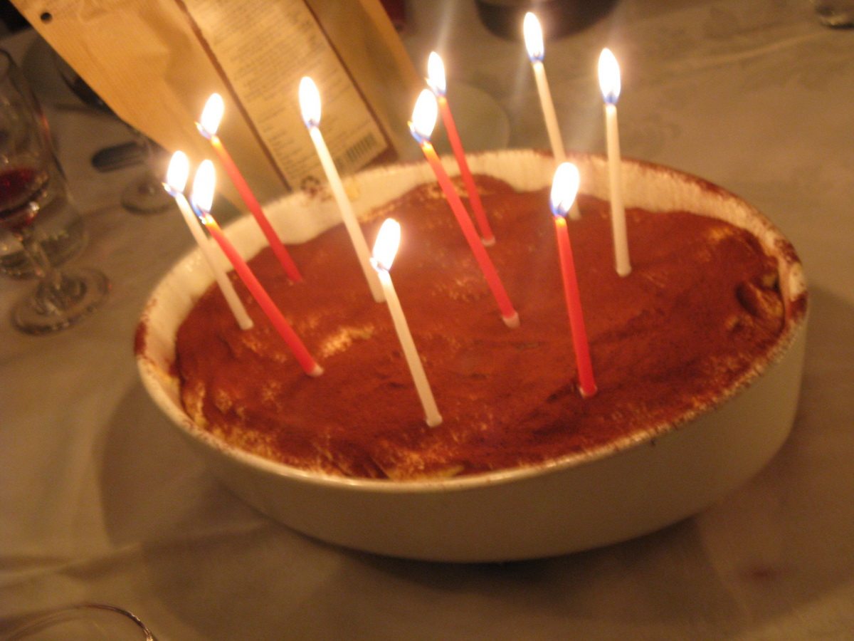 Tiramisu birthday cake