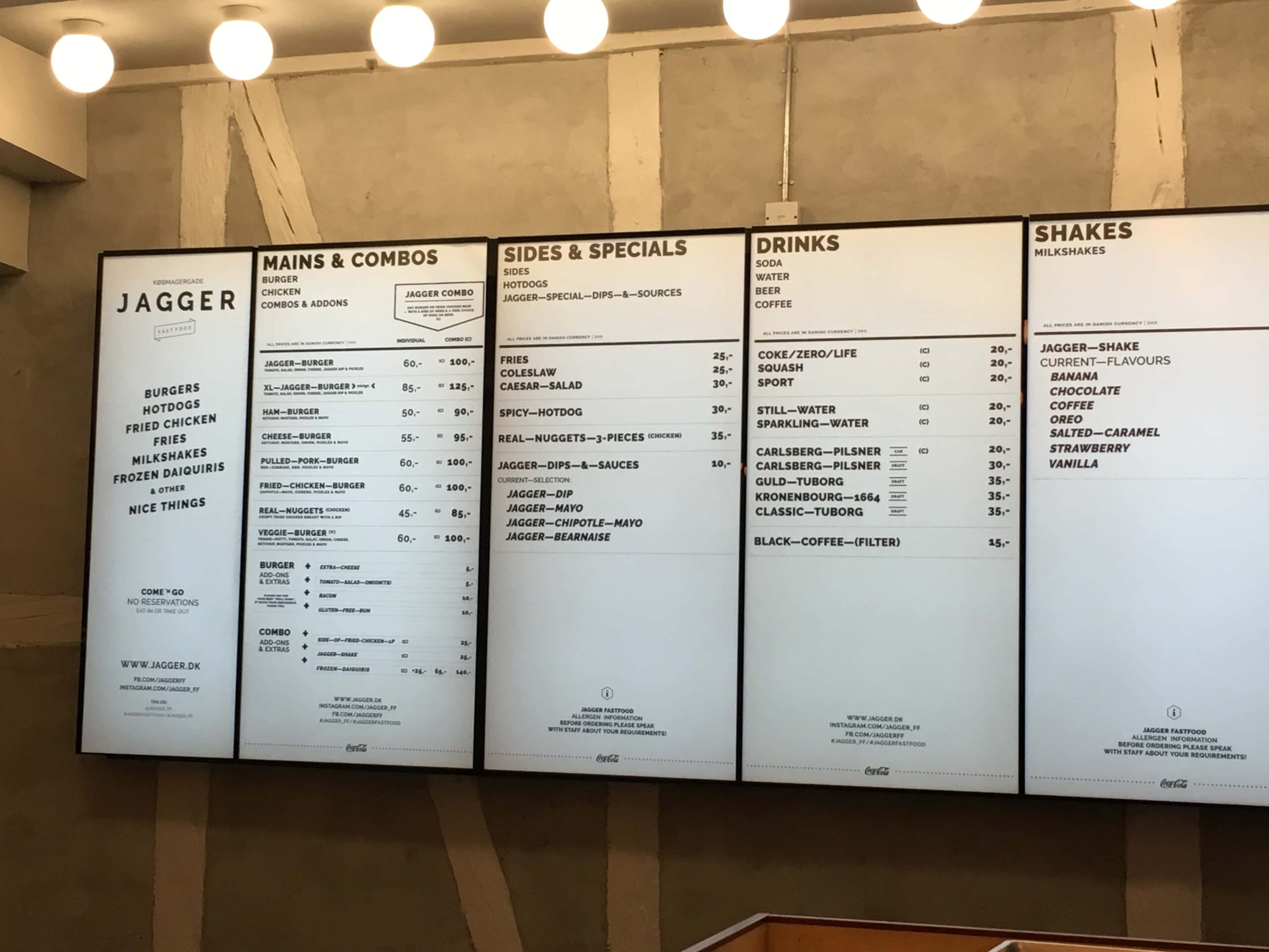 Jagger fast food menu in cph city 2018