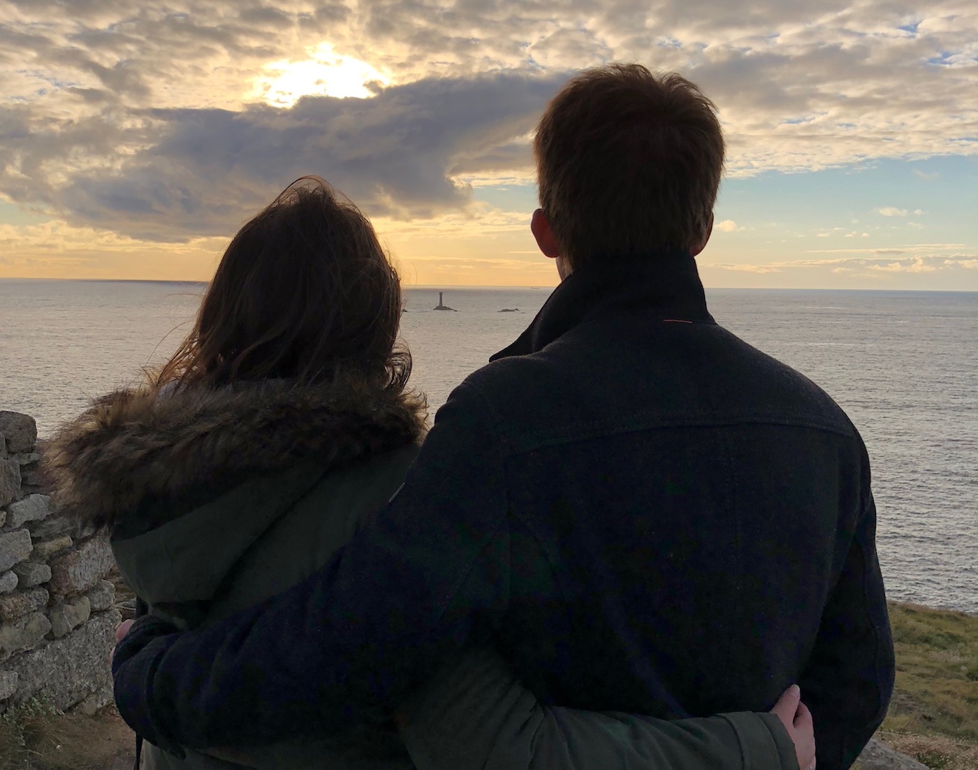 matt and leah sunset cornwall lands end