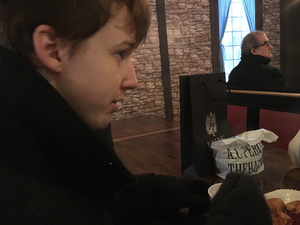 Matt in tivoli drinking hot cocoa 2015