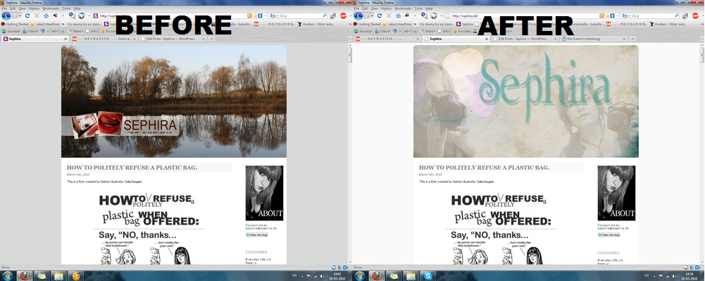 Old blog design sephira.dk 2010