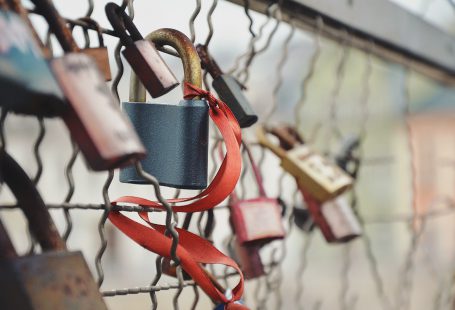 love locks on a fence