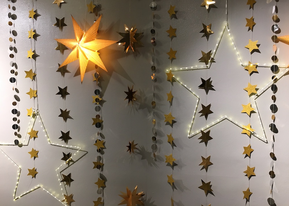 christmas stars on wall
