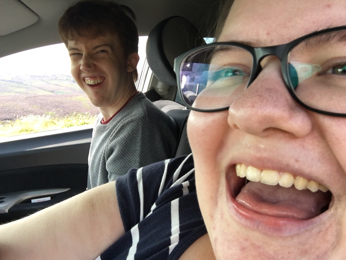 leah-salazar-goofing-with-matthew-ross-driving-uk-macclesfield