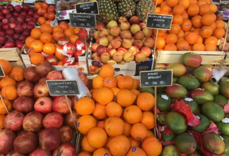 nectarines, blood oranges, oranges, plums and mangos at torvehallerne cph