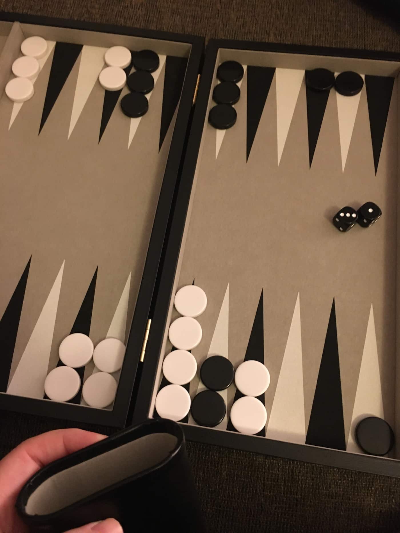 playing backgammon grey board 2020