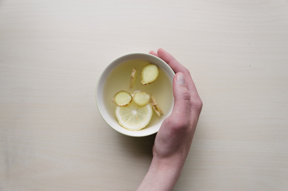 cup of tea with hunny ginger and lemon for the flu