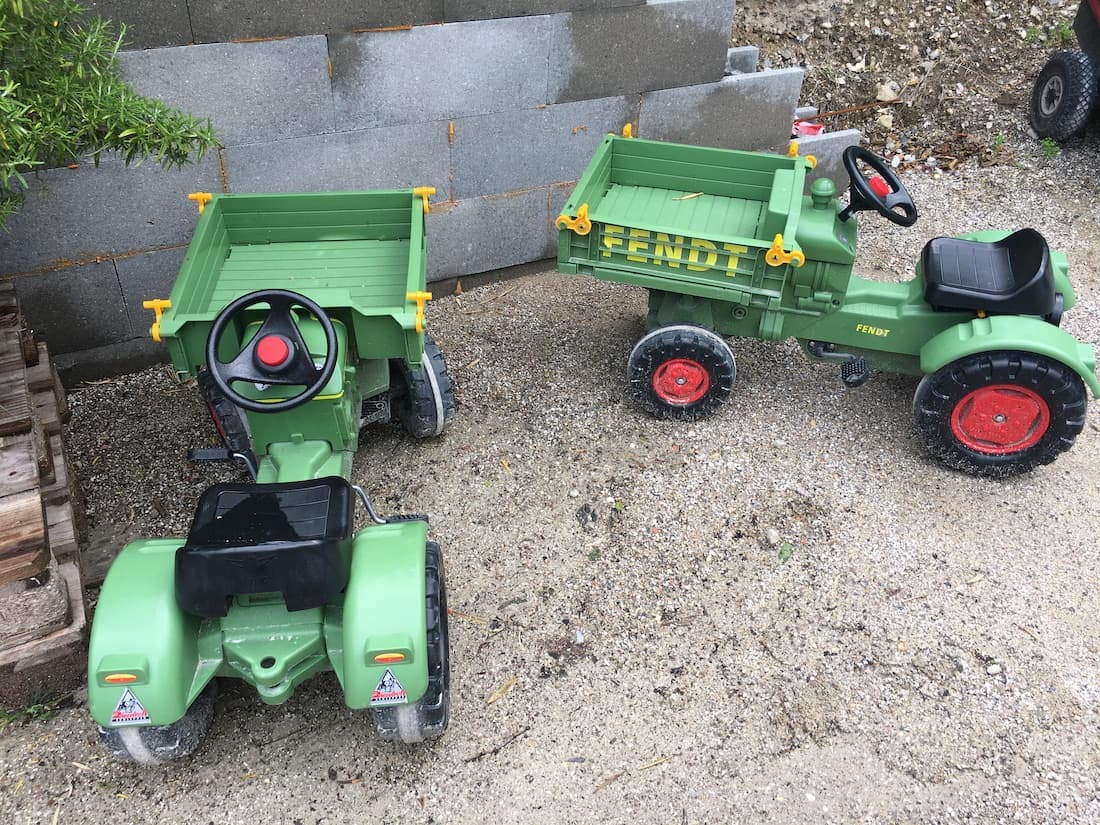 two green kids tractors toy 2021